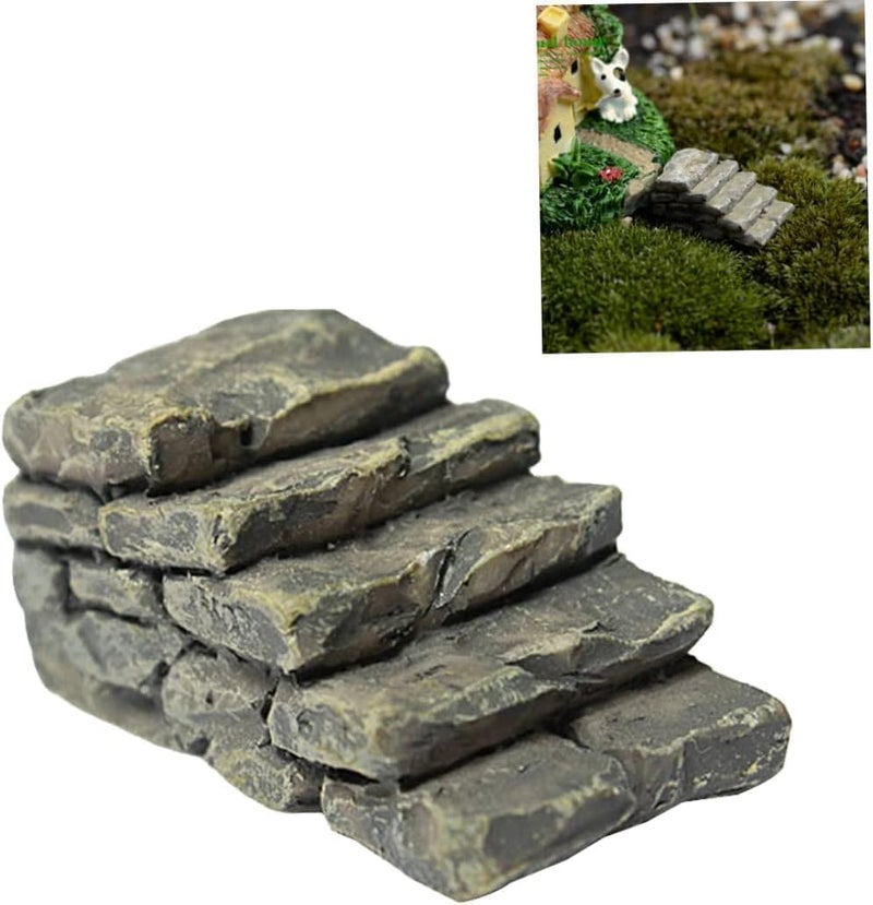 Wentoenapp Miniature Resin Bridge Stair Stone Straight Bridge Stairs Steps Garden Fairy Ornament Micro Landscaping Decor Bonsai Craft Straight Stairs Outdoor, Garden Sculptures and Statues, Decorations - Image 2
